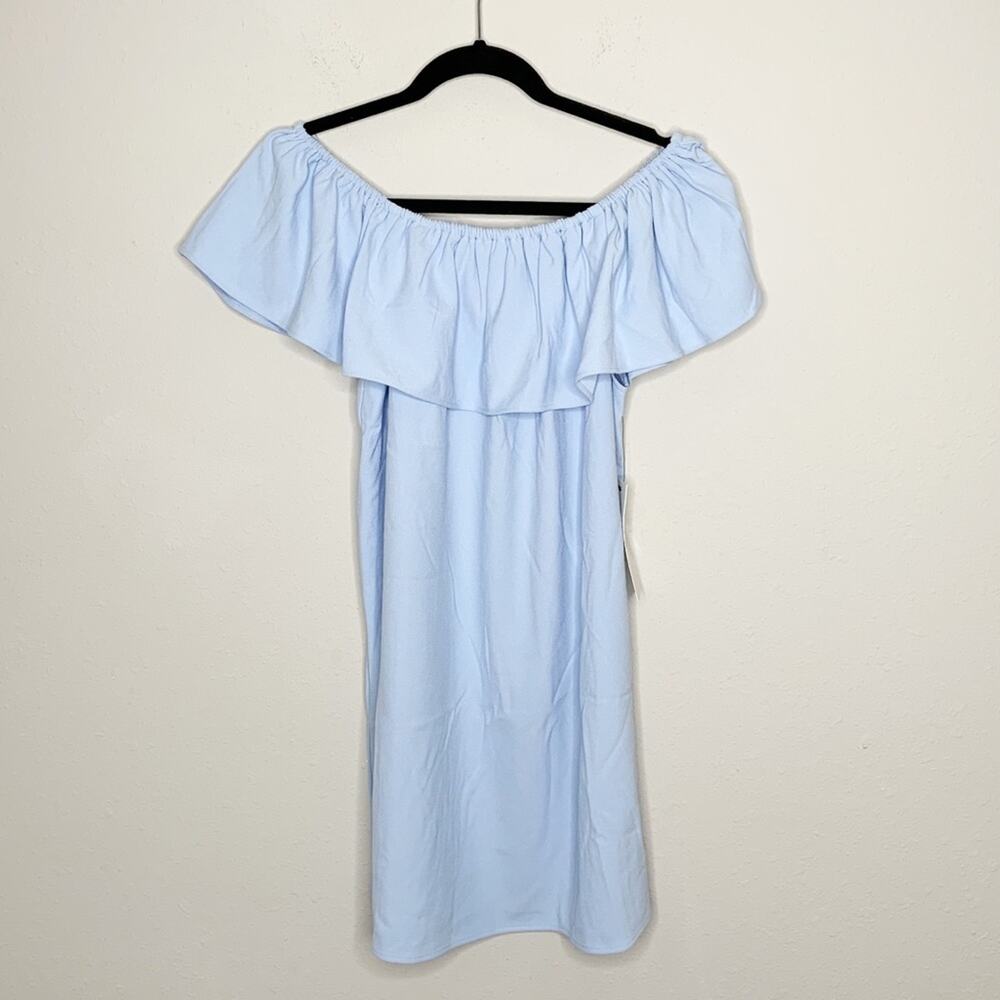 Bishop + Young Blue Off Shoulder Mini Dress Size S